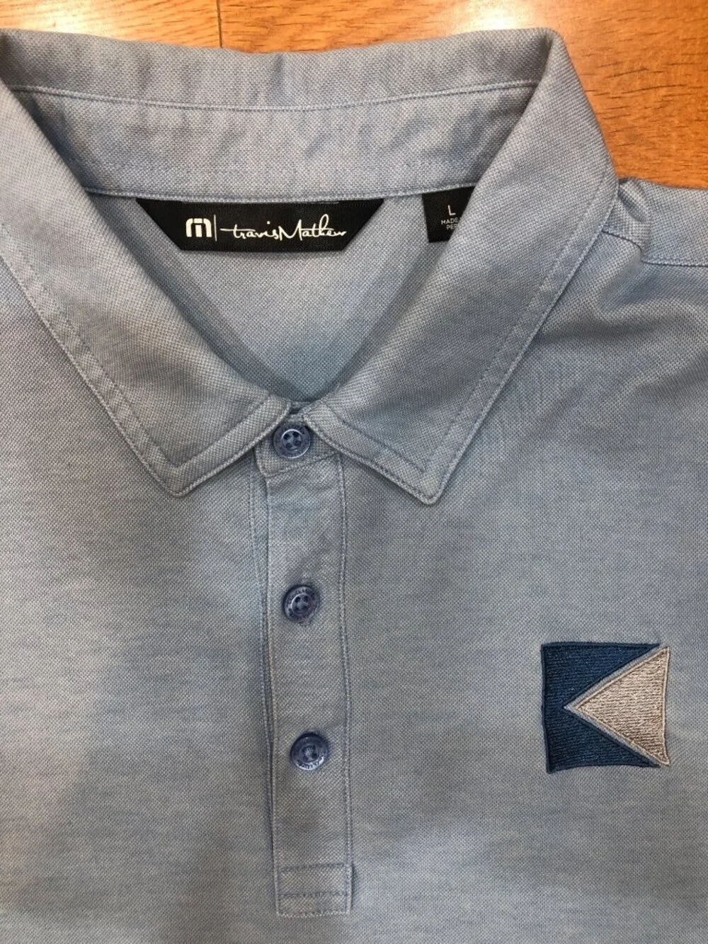 Travis Mathew Lightweight Pima Cotton Blend Short Sleeve Blue Polo Shirt Size L